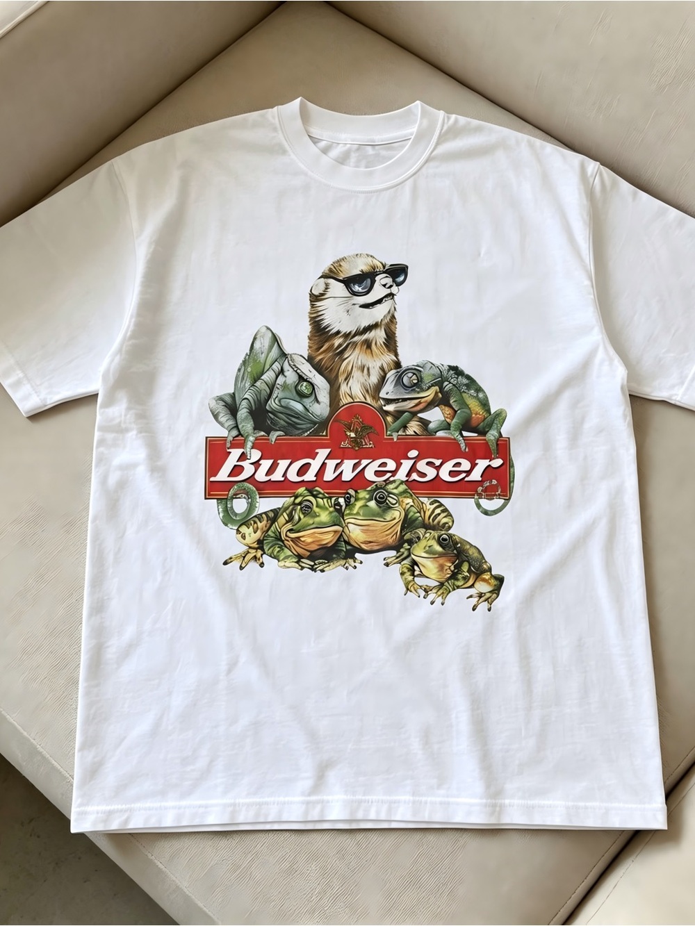 🐸Budweiser Frog White Womens Mens T-shirt Unisex